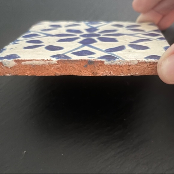 Mexican Hand Painted Terra-Cotta Talavera Vintage Tiles Set of 4 - Picture 8 of 16